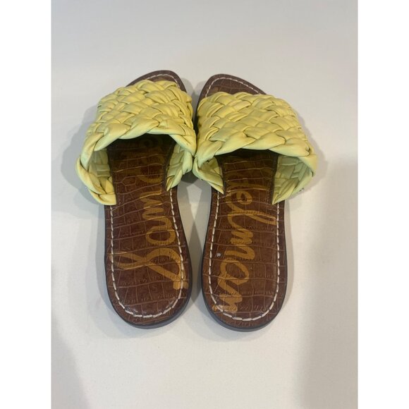 Sam Edelman Yellow Braided Slide Sandals Griffin Size 7 Leather Sole - Picture 5 of 6